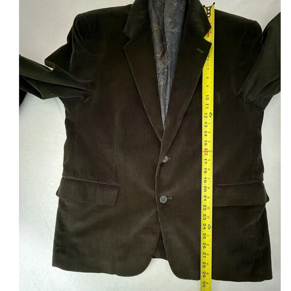 Stafford Essentials Mens 42S Corduroy Blazer Brown Classic Fit Paisley Lining